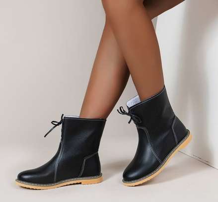 Womens Winter Ankle Boots Warm Fur Black Boots image 1