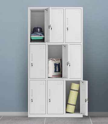 White Steel With Nine Doors Storage Cabinet image 7