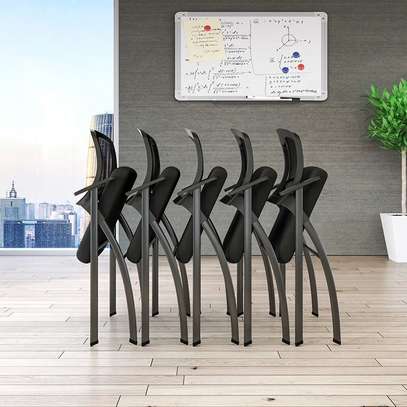 Folding Mesh Conference Chair with Writing Pad image 5