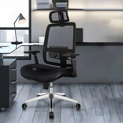Office Chair: Adjustable Arms Orthopedic Fabric Mesh Chair image 1