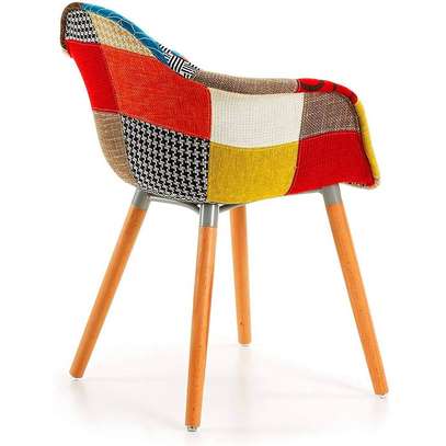 Colorful Patchwork Lounge Chair – Modern Fabric Armchair image 5