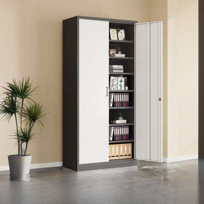 Office Cabinet: 2 Doors Long Gray Steel Office Cabinet image 1