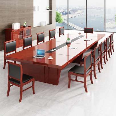 12-Person Modern Red Conference Table Set [3M] image 2