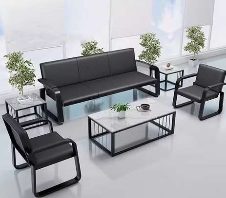 Office Sofa: 5-Seater Synthetic Leather Sofa image 1