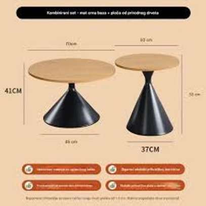 2 Pcs Brown Wooden Tops Living Home Coffee Table Set image 6
