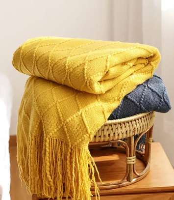 Soft Knitted Throw Blanketswith Tassel image 1