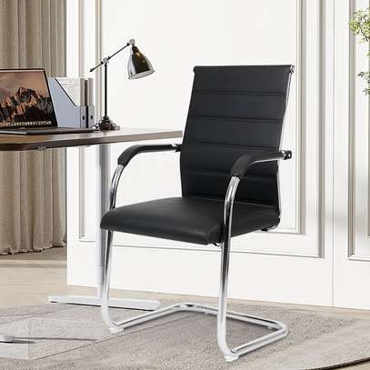 Office Chair : Black Chrome Leather Office Chair image 3