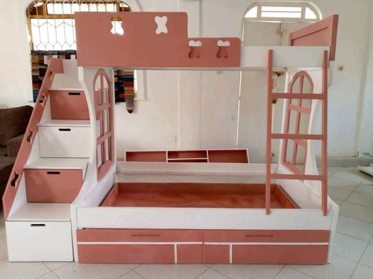Drawered stairs design double decker bunk bed image 1
