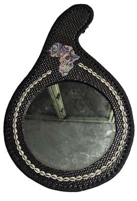 Calabash leather mirror and a sugar dish pot combo image 4