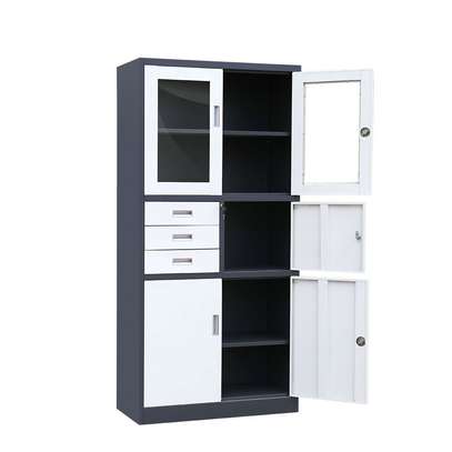 Steel Office Storage Locker – 3 Drawers, Glass Doors image 6