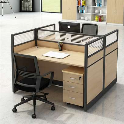 Simple Design 2-Person Wooden Partition Office Table image 1