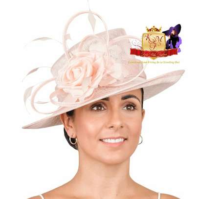 Dusty Pink Wide Wedding Hat From UK image 1