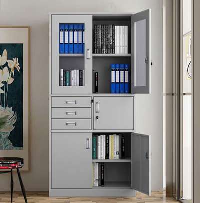 Steel Glass Doors 3 Drawers Office Cabinet With A Safe image 2