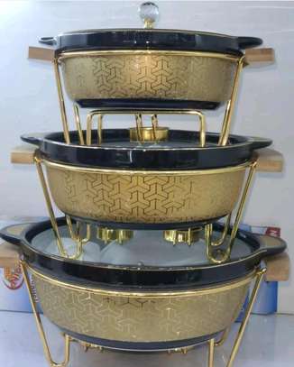 3pcs ceramic Golden Shaffing dishes image 2