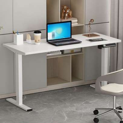 Office Desk: White Adjustable Office Table image 1