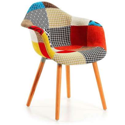 Colorful Patchwork Lounge Chair – Modern Fabric Armchair image 6