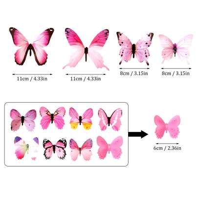 12 Pcs Colorful 3D Butterfly Wall Stickers Decoration image 7