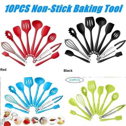 Silicon Cooking Spoon Non-Stick 10PCS Set With Firm Handle image 1