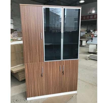 Office cabinet: 3-door wooden storage file cabinet image 1