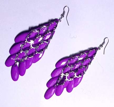 Womens Purple Crystal chandelier earrings image 2