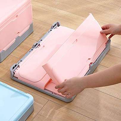 Foldable storage box home organizer with lid - Pink image 3