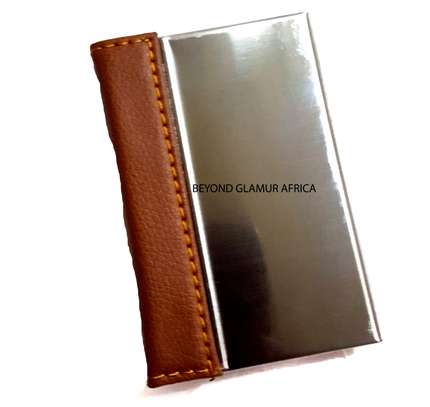 Brown Leather bracelet with cardholder image 3