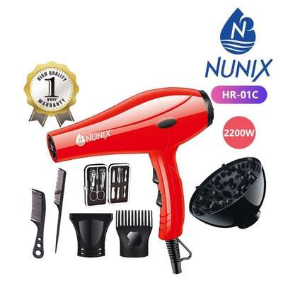 Nunix HD-01C 2200W Blow Dry Hair Dryer +nail care set Red image 1