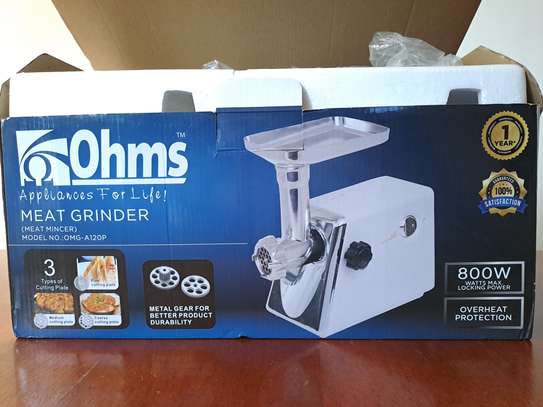 OHMS Powerful Meat Grinder - Silver & White image 2