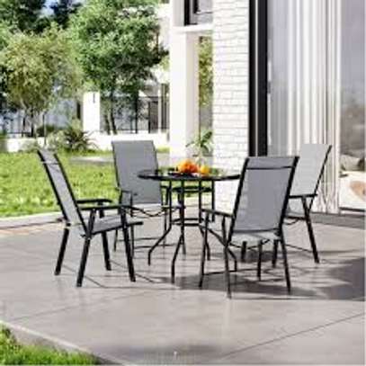 4 Chairs and 1 Round Table for Indoor-Outdoor Dining Set image 1