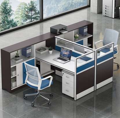 Modern 2‑Way MDF Home Office Work Station with Drawers image 11