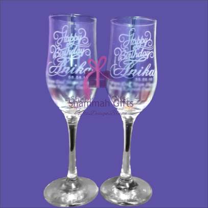 A set of 2 glasses engraved with a custom message image 1