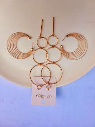 Gold rings-earrings and spiral Earings image 1