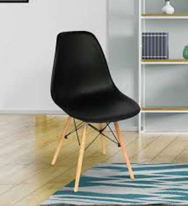 Plastic Wooden Base Armless Home Dining Chair image 8