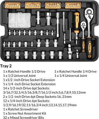 DEKOPRO 258 Piece Tool Kit with Rolling Tool Box image 4