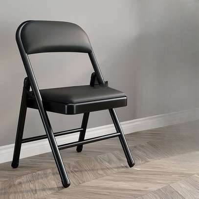 Sturdy Black Folding Chair Cushioned Seat image 2