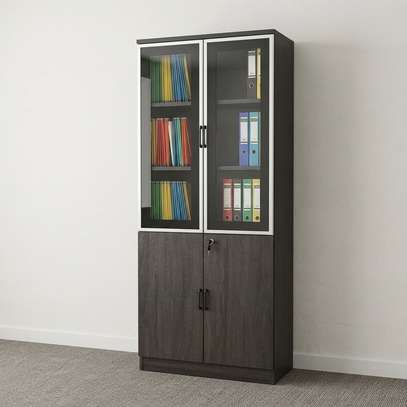Wooden Half Glass 2 Door Storage Cabinet image 7