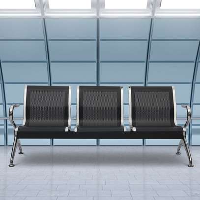 Reception Bench: 3-Link Metallic Office Waiting Bench image 4