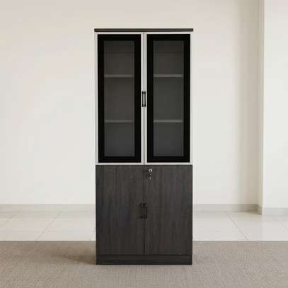 Wooden Half Glass 2 Door Storage Cabinet image 10