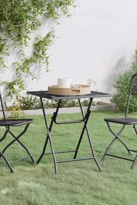Black Metal Folding Glass Dinning Table image 8