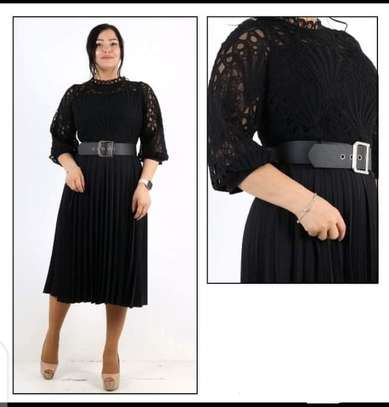 BLACK PLEATED TURKEY DRESS image 1