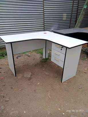 White L Shape desk with 3 drawers image 1