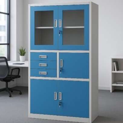 Office Cabinet: Blue Office Storage Cabinet With Safe image 1