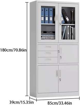 Metal Vertical Filing Cabinet with Locks & Glass for Office image 3