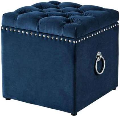 BLUE BUTTONED OTTOMAN image 1