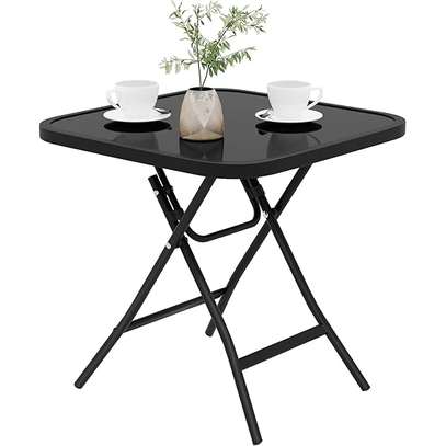 Black Square Glass Foldable and Portable Dining Table image 6