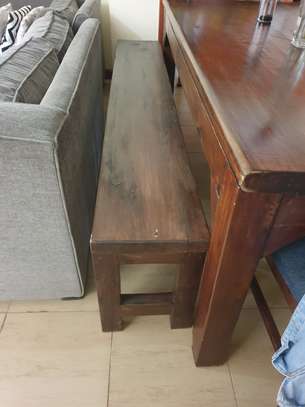 Mahogany Hardwood Dining table with a bench and 5 chairs image 5