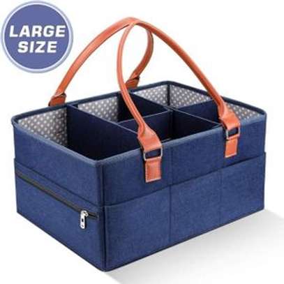 Large Portable Nappy Storage Basket with Detachable Divider image 1