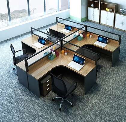 Office Workstation :  Modular 4-Way Staff Workstation, image 1