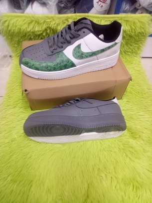 Green/Grey/White Nike Sneakers AF1 Air Force One Custom Shoe image 1