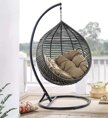 Luxury Wicker Hanging Egg Chair – Modern Rattan Swing image 1